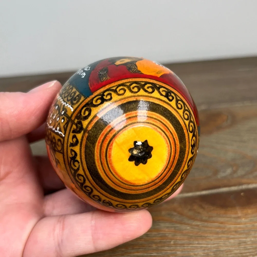 Vintage Hand Painted Wooden Egg Russian Orthodox Religious Art Passion Egg 3.5” - Picture 5 of 16